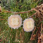 Devine Beading Ivory & Lilac Clover Earrings