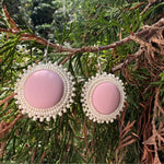 Devine Beading Pink & Ivory Round Beaded Earrings