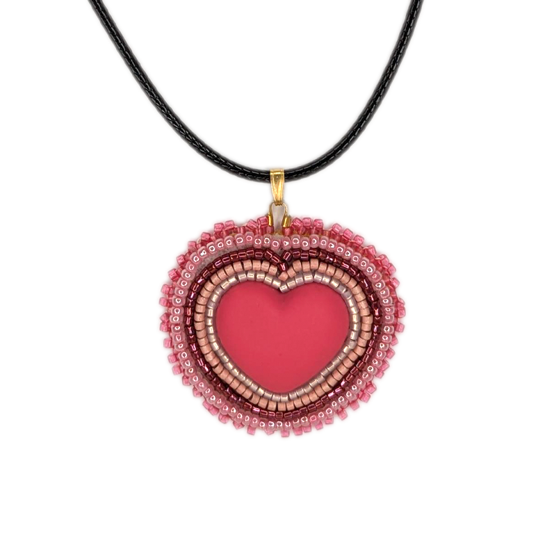 OceanLoverJen Pink Heart Beaded Pendant