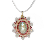 OceanLoverJen White & Pink Flat Stitch Pendant