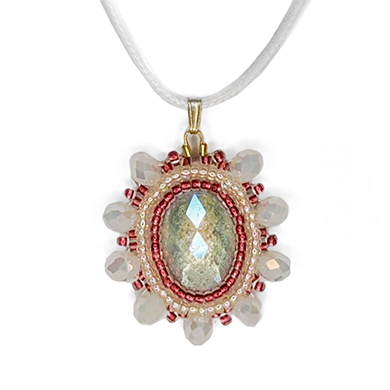 OceanLoverJen White & Pink Flat Stitch Pendant