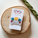 Flower Beadwork People Pin