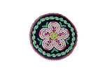 Kats Klein Métis Rose Beaded Pin- Light Rose & Green