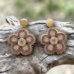 White Rabbit Auntie Heritage Flower Earrings- Pink & Gold