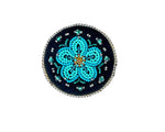 Kats Klein Métis Rose Beaded Pin- Teal & Silver