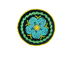 Kats Klein Métis Rose Beaded Pin- Teal & Yellow