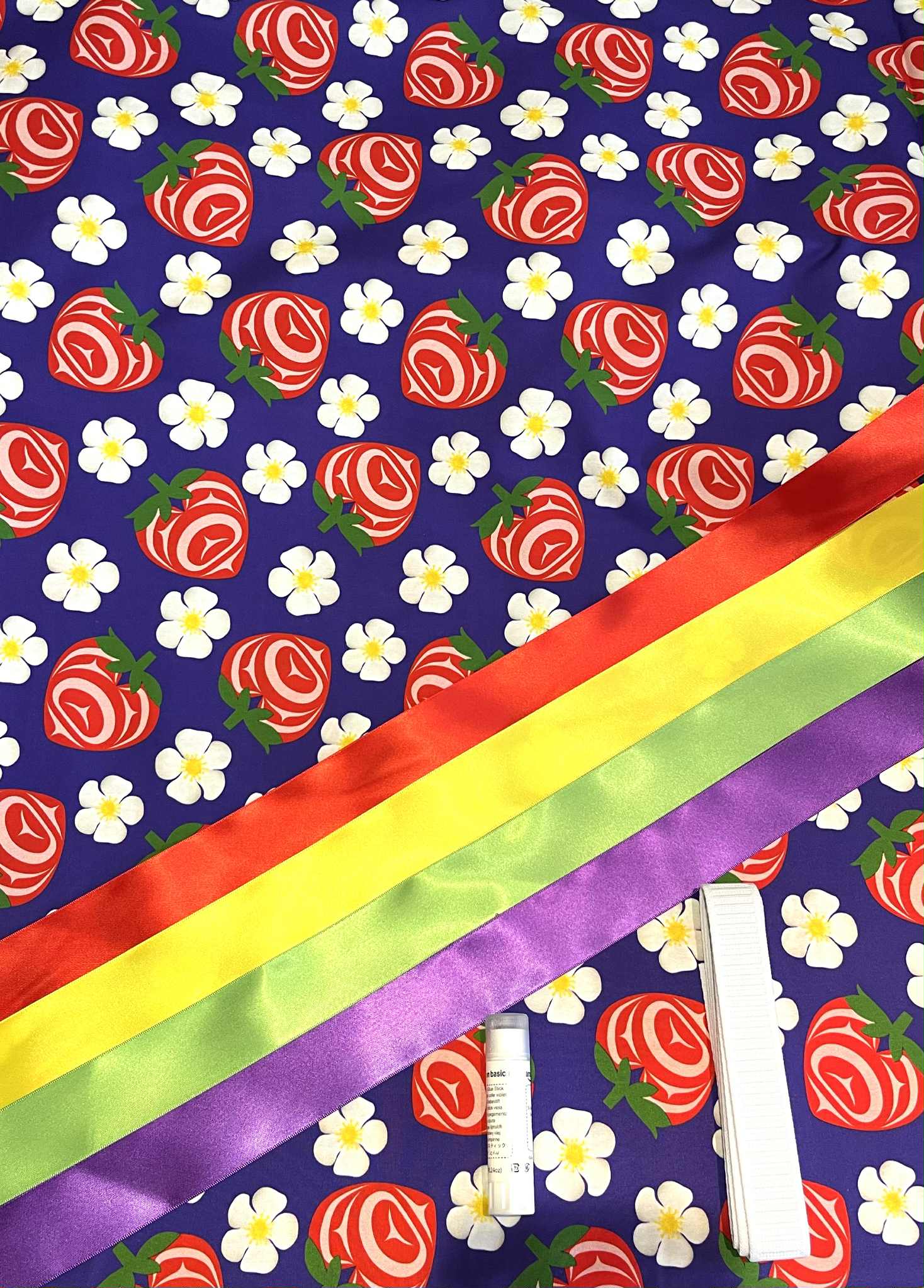 Sandra Murray Ribbon Skirt Kit- Yasakw Strawberry Fabric Design