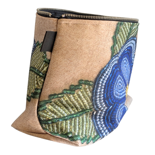 Lynette La Fontaine Small Expandable Blue Beaded Flower Bag Métis Trading Post