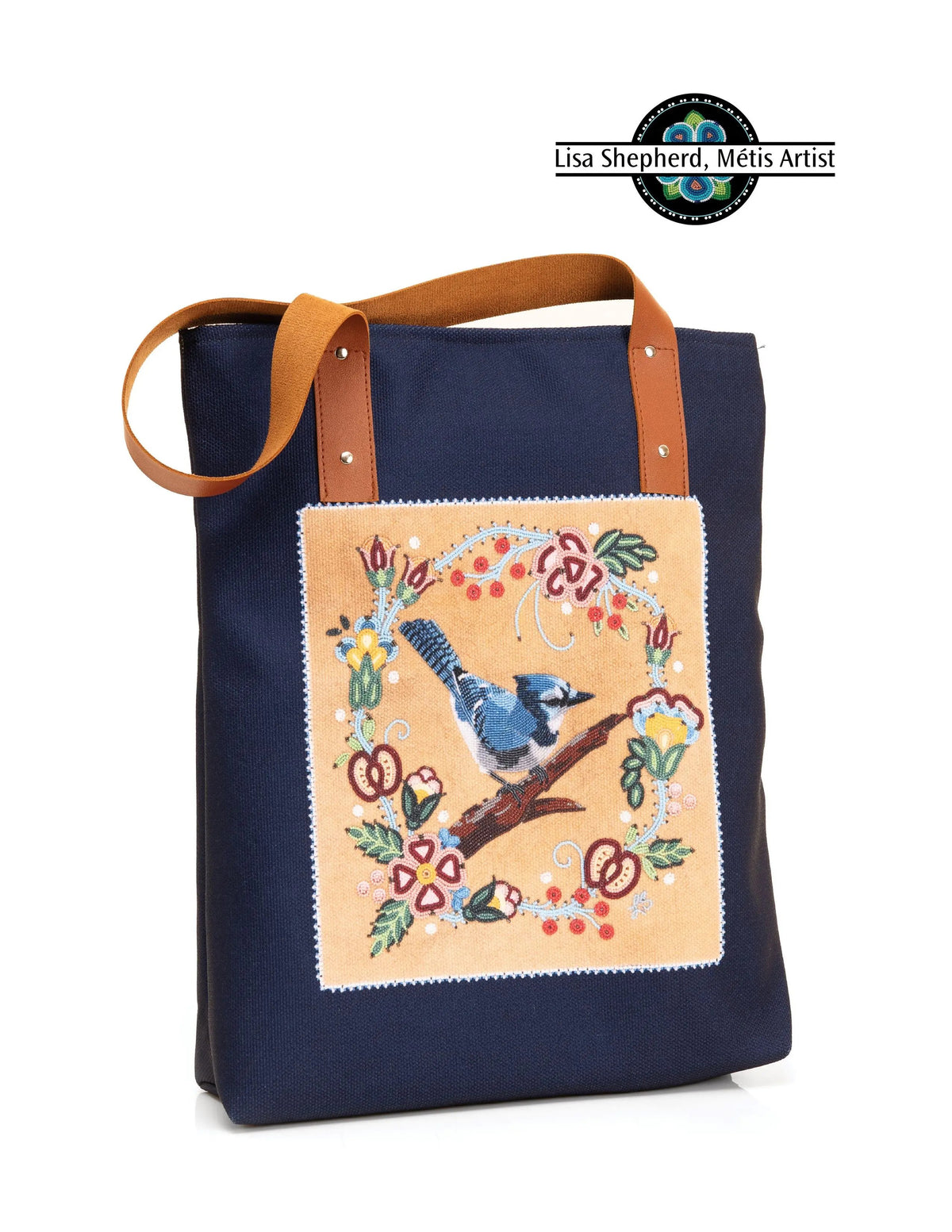 Lisa Shepherd Blue Jay at the Crossing Tote Métis Trading Post