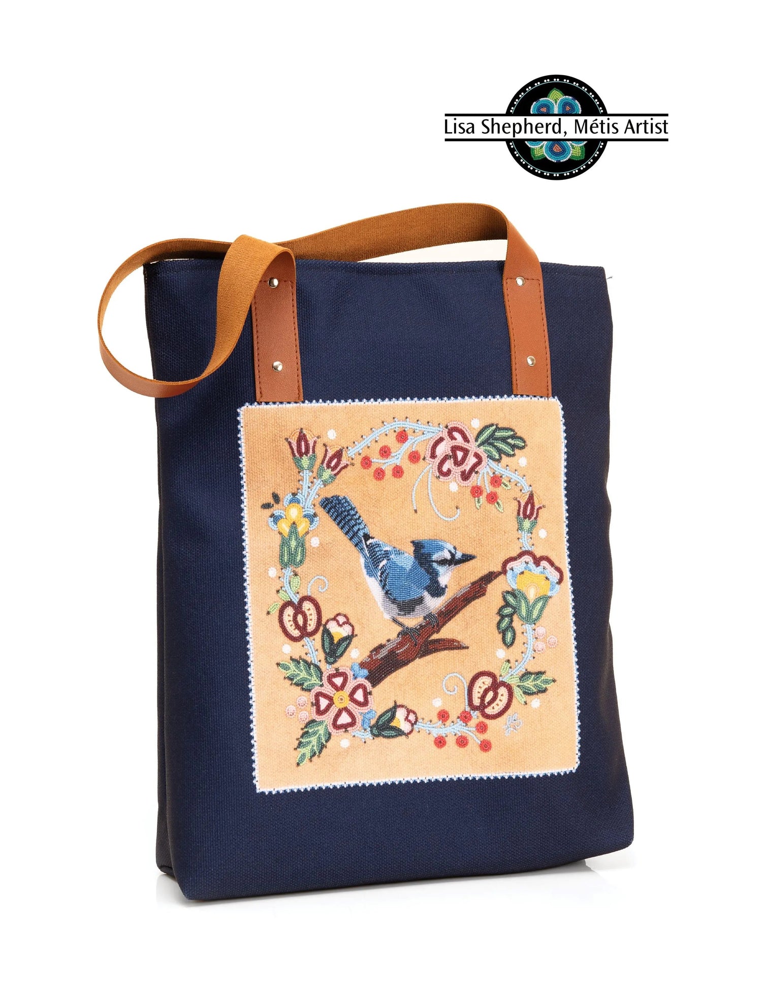 Lisa Shepherd Blue Jay at the Crossing Tote Métis Trading Post