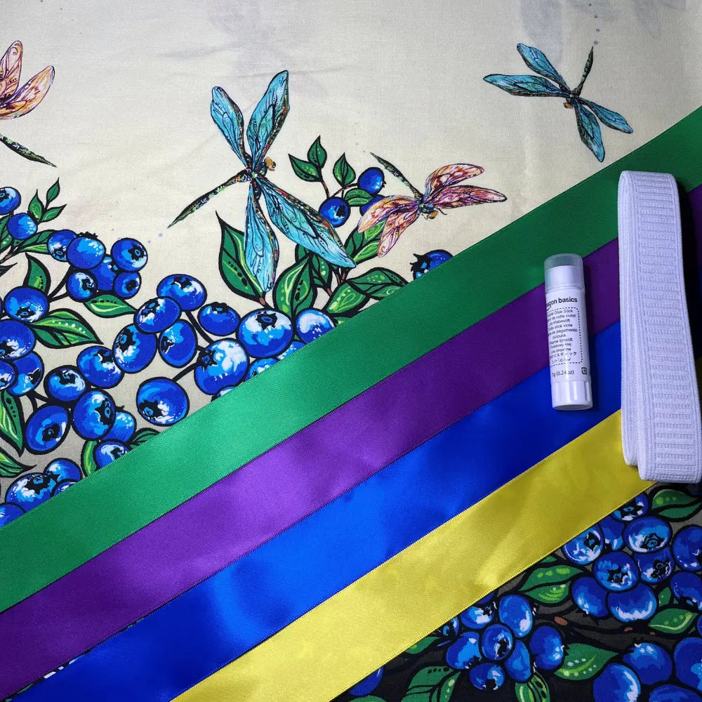 Sandra's Métis Creations Ribbon Skirt Kit- Carla Joseph Blueberries & Dragonflies