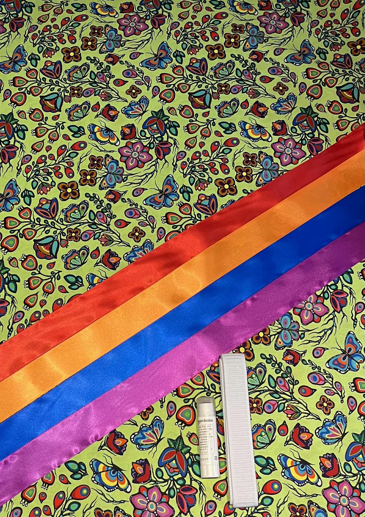 Sandra's Métis Creations Ribbon Skirt Kit- Jackie Traverse  Yellow Floral Design Métis Trading Post