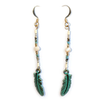 OceanloverJen Beads & Green Feathers Earrings Métis Trading Post