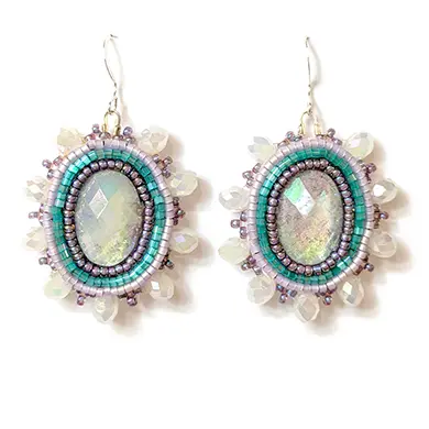 OceanloverJen White Glass Oval Beaded Earrings Métis Trading Post