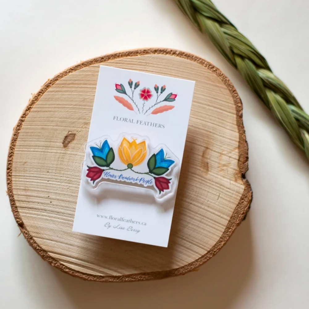 Flower Beadwork People Pin