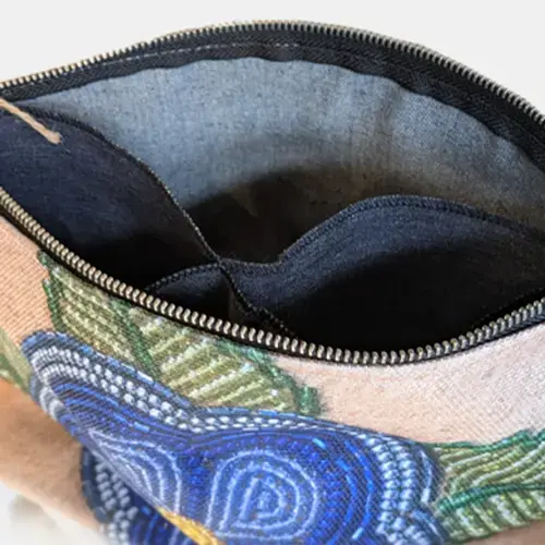 Lynette La Fontaine Small Expandable Blue Beaded Flower Bag Métis Trading Post