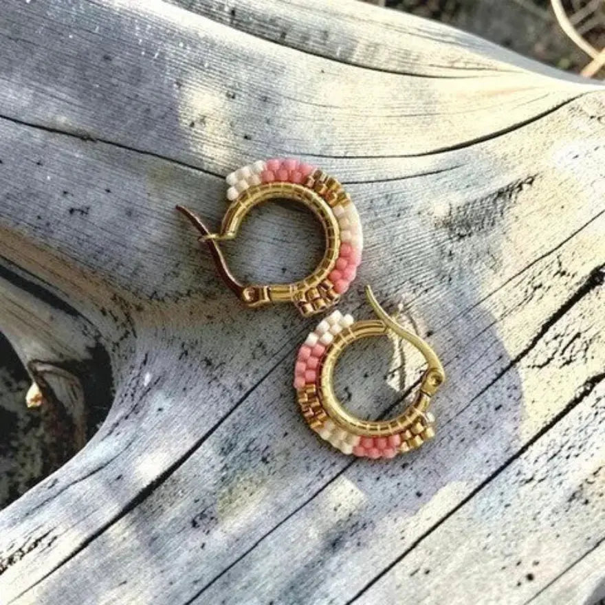 White Rabbit Kookum Beaded Baby Hoops Métis Trading Post