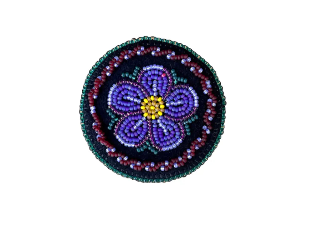 Kats Klein Métis Rose Beaded Pin- Purple