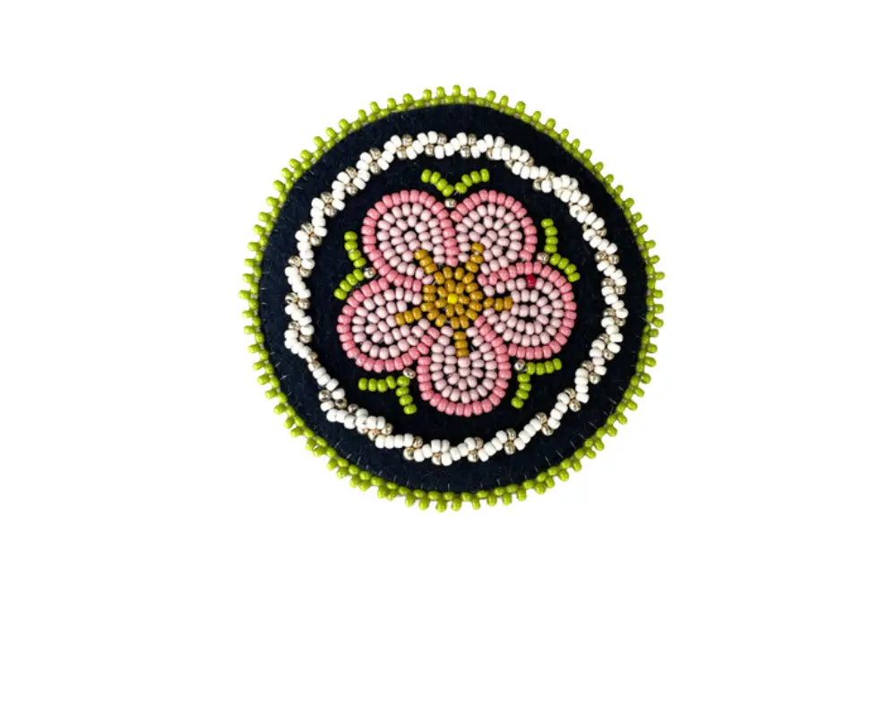 Kats Klein Métis Rose Beaded Pin- Rose & Cream